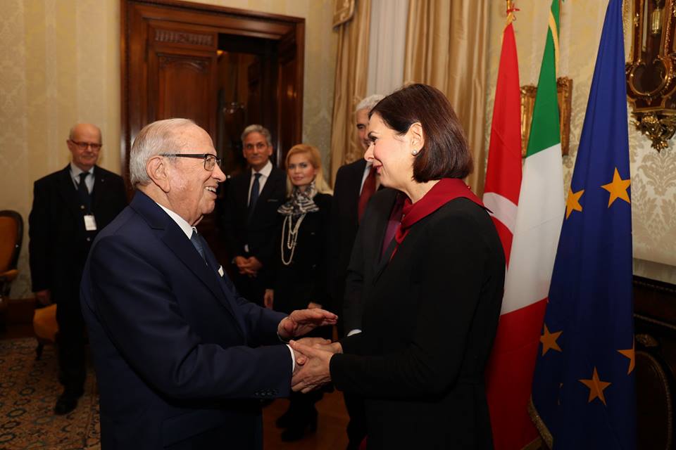 Caïd Essebsi et Laura Boldrini, présidente du parlement italien