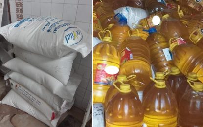 Spéculation : Saisie de 4 tonnes de sucre, 3.000 litres d’huile et 50 kg de farine, à Monastir (Photos)
