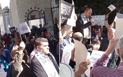Tunis : Rassemblés devant la mosquée El-Fath, des partisans de Hizb Ettahrir veulent la restauration du califat et l’adoption de la charia