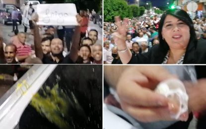Medjez El-Beb : Victime de jets d’œufs et insultée par des manifestants, Abir Moussi pointe du doigt les partisans de Saïed