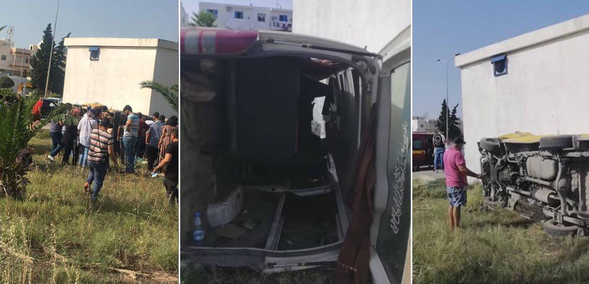 الطريق الوطني رقم 9 تونس/المرسى: قتيل و 8 جرحى في حادث انقلاب سيارة تاكسي جماعي
