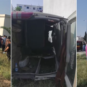 الطريق الوطني رقم 9 تونس/المرسى: قتيل و 8 جرحى في حادث انقلاب سيارة تاكسي جماعي