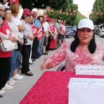رئيسة الدستوري الحر تعلن المرابطة امام الهيئة الفرعية للانتخابات بتونس العاصمة (فيديو)