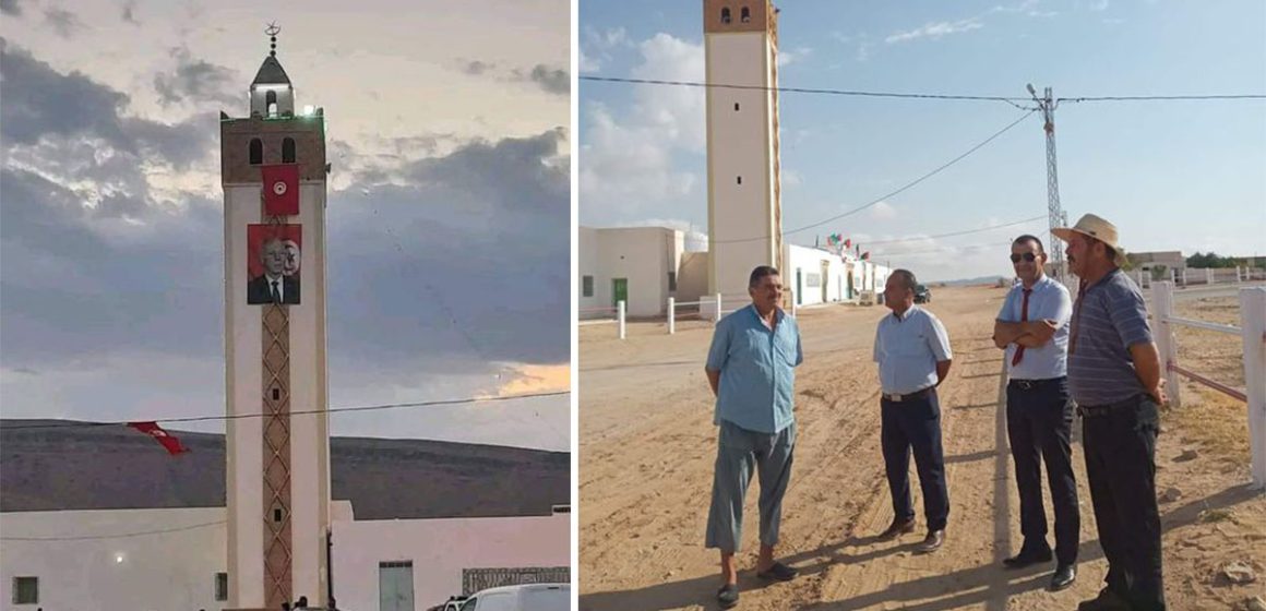 أنباء عن إعفاء معتمد سيدي علي بن عون من مهامه على خلفية تعليق صورة الرئيس سعيد على صومعة مسجد