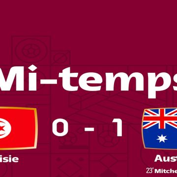 كاس العالم 2022: نهاية الشوط الاول بتقدم استراليا على حساب تونس