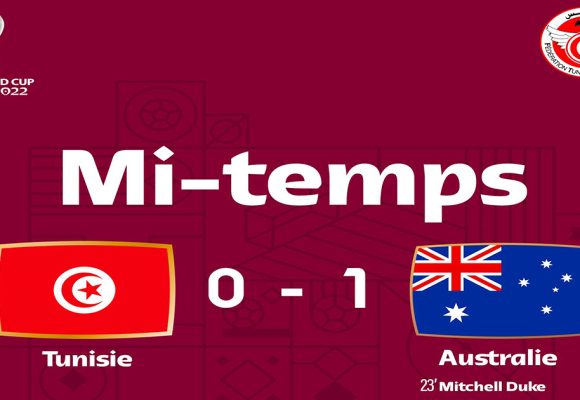 كاس العالم 2022: نهاية الشوط الاول بتقدم استراليا على حساب تونس