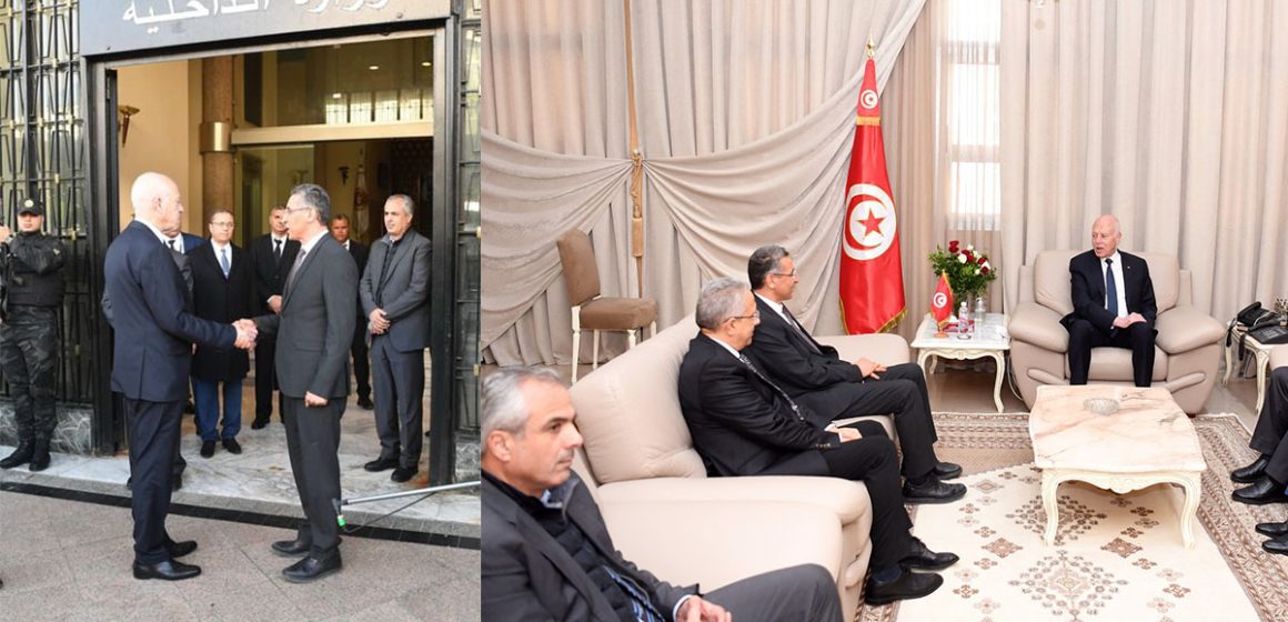 بعد زيارته الى مقر رئاسة الحكومة بالقصبة، الرئيس يتحول الى مقر وزارة الداخلية (صور)