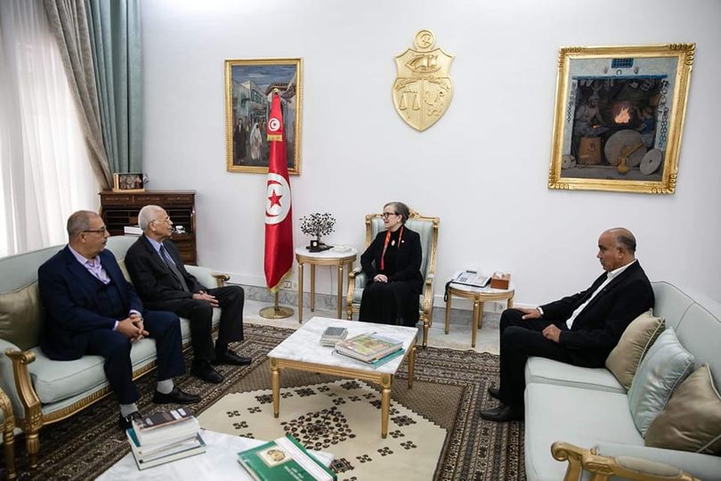 رئيسة الحكومة تتحادث مع اسماعيل السحباني الأمين العام لاتحاد عمال تونس