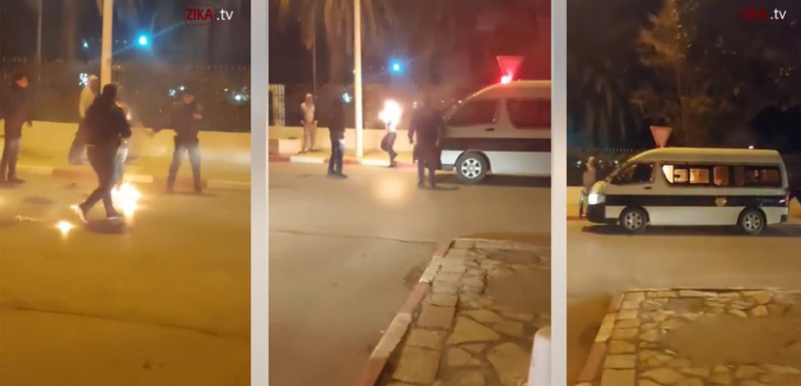 نابل: نقل مواطن الى المستشفى بعد اضرامه النار في جسده من أمام مقر الولاية (فيديو)