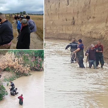 غار الدماء: أعوان الحماية يكونون جسرا بشريا لإنقاذ 3 رعاة و 42 رأس غنم حاصرتهم مياه وادي مجردة (صور)