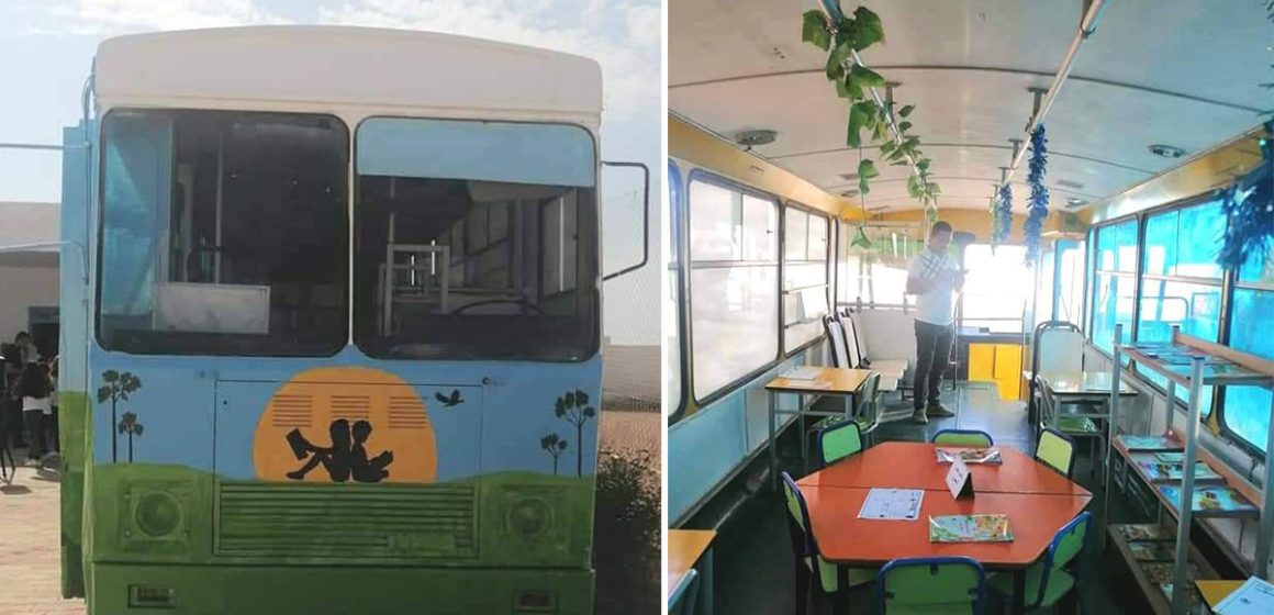 ولاية مدنين، مدير مدرسة 9 أفريل بسيدي مخلوف يحول حافلة قديمة الى فضاء مطالعة (صور)