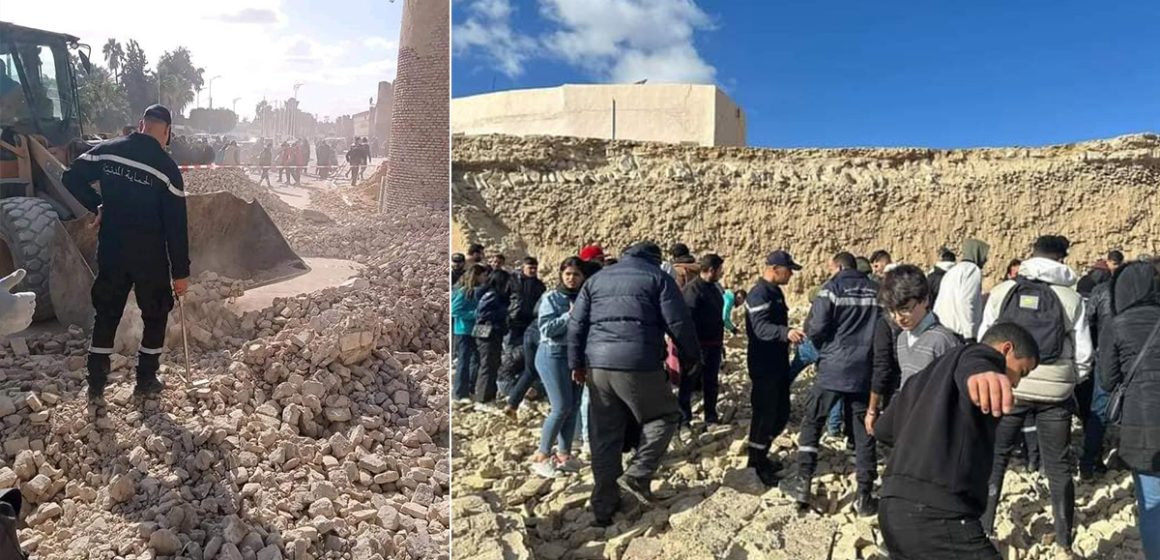 بخصوص زيارة وزيرة الثقافة للقيروان اثر انهيار جزء من سور المدينة و هلاك 3 عمال و اصابة 3 آخرين (2 فيديو)