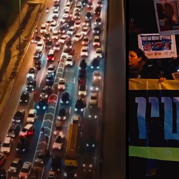 عائلات الأسرى الإسرائيليين يغلقون طريقا رئيسية بالسيارات (فيديو)