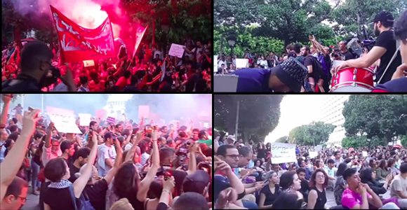 مسيرة شبابية تطالب بحرية التعبير و بإلغاء المرسوم 54 (فيديو)