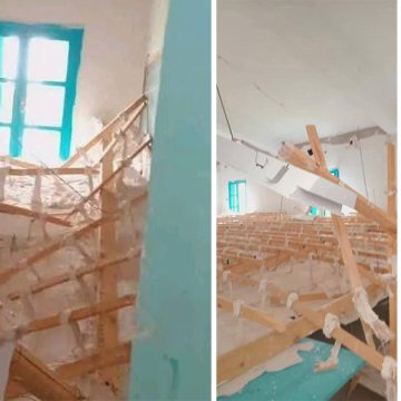 باجة: سقوط سقف ثانوي faux plafond بإحدى القاعات بمعهد بتيبار (فيديو)