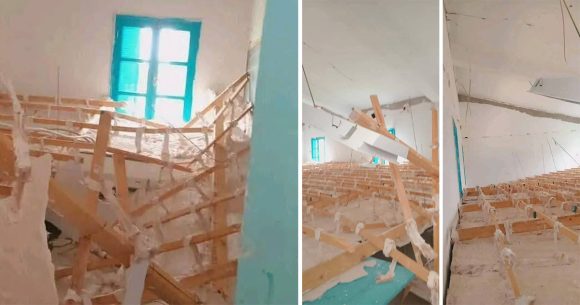 باجة: سقوط سقف ثانوي faux plafond بإحدى القاعات بمعهد بتيبار (فيديو)