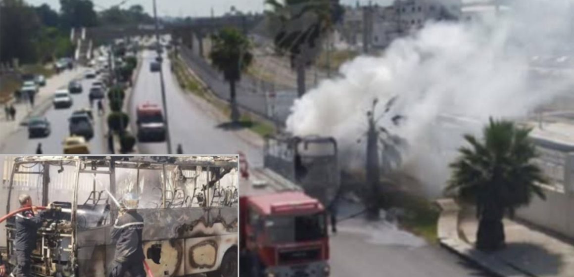 قادمة من طبربة نحو تونس، احتراق حافلة النقل الحضري دون تسجيل خسائر بشرية