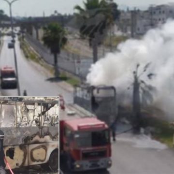قادمة من طبربة نحو تونس، احتراق حافلة النقل الحضري دون تسجيل خسائر بشرية