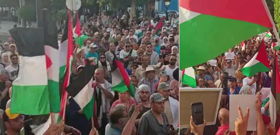 رفضا لتجويع غزة و من أجل اسقاط التطبيع، التونسيون يحتجون