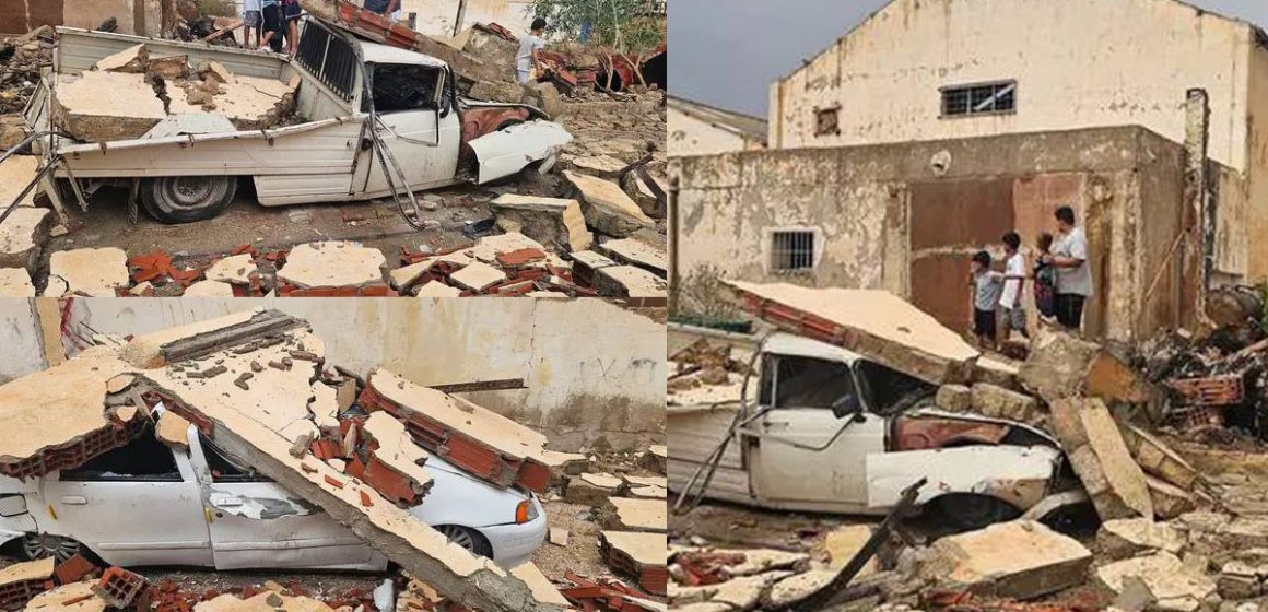 سيدي بوزيد: عاصفة تسفر عن سقوط حائط معمل سابق للطماطم و تهشيم سيارات