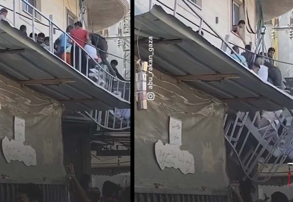 حي الرمال بغزة، انهيار سقف مطعم بعد سقوط مساعدات جوية عليه