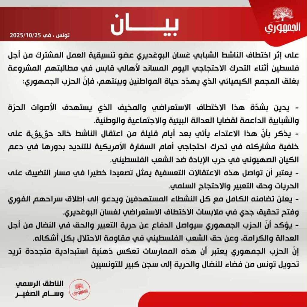 بعد اعتقال خالد حقيقة اختطاف استعراضي مخيف للناشط غسان البوغديري (بيان الجمهوري) بعد اعتقال خالد حقيقة اختطاف استعراضي مخيف للناشط غسان البوغديري (بيان الجمهوري)