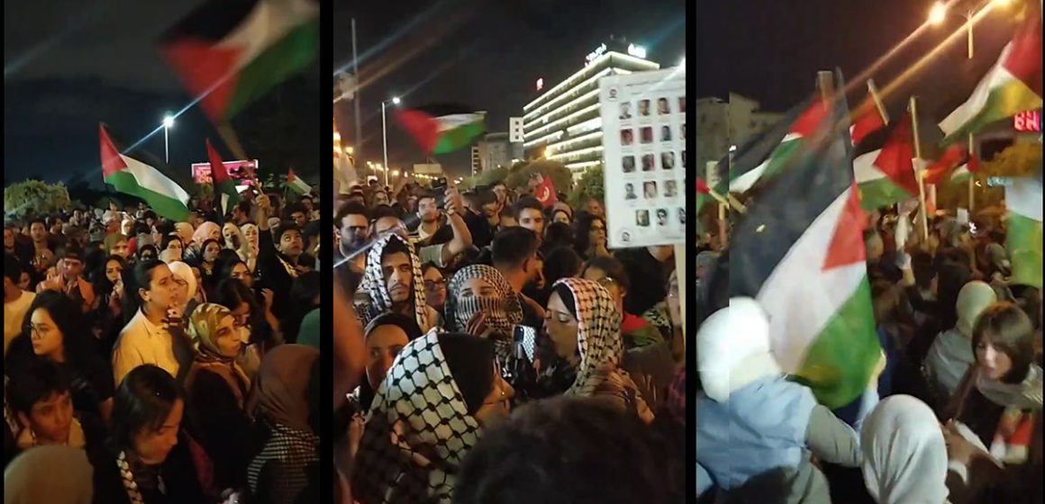 قرصنة أسطول الصمود، تجمع احتجاجي أمام سفارة أمريكا بتونس (فيديو)