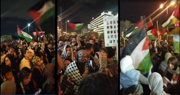 قرصنة أسطول الصمود، تجمع احتجاجي أمام سفارة أمريكا بتونس (فيديو)