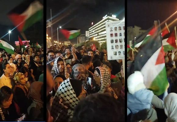 قرصنة أسطول الصمود، تجمع احتجاجي أمام سفارة أمريكا بتونس (فيديو)