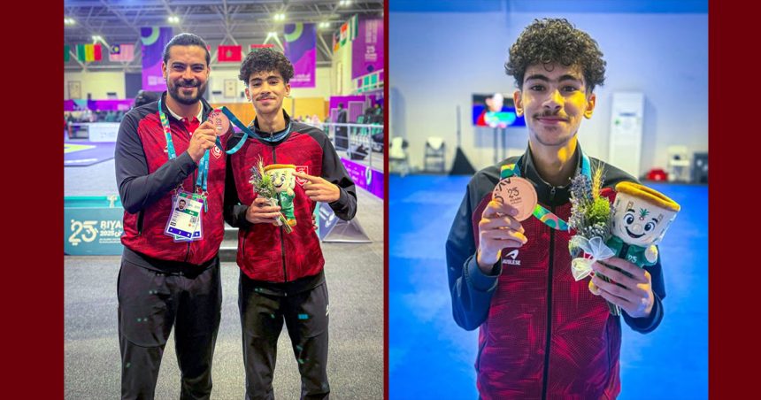 محمد أمين الزغلامي السعودية -الرياض:محمد أمين الزغلامي يفوز بالبرونزية في التايكوندو