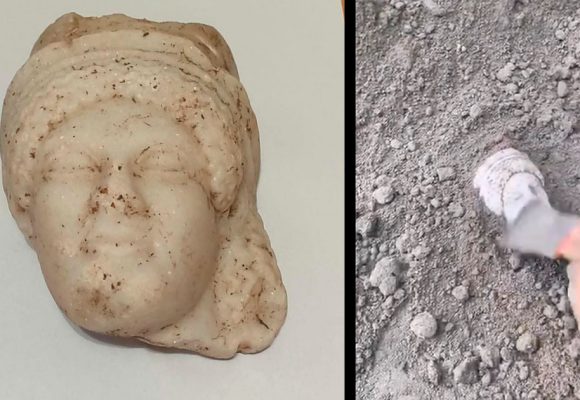 اكتشاف قناع من مرمر فريد من نوعه خلال أشغال الحفريات بموقع توفاة بقرطاج (فيديو)