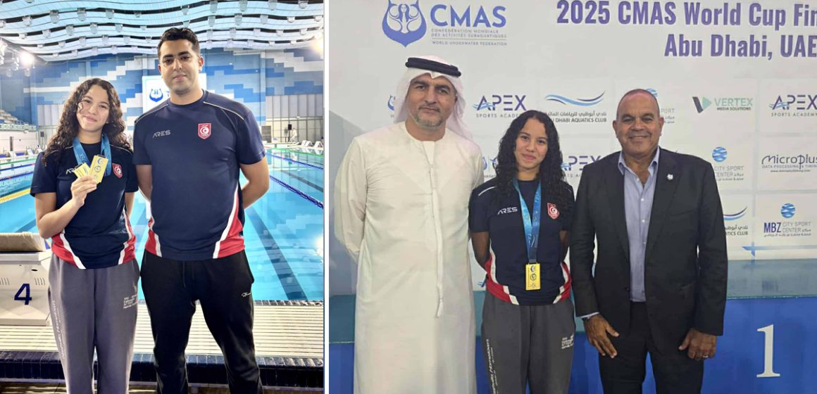 أبو ظبي : سارة بن أحمد تفوز بكأس العالم للسباحة بالزعانف