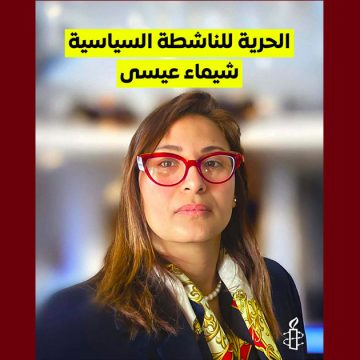 منظمة العفو الدولية تدعو السلطات إلى الإفراج عن شيماء عيسى و 33 آخرين
