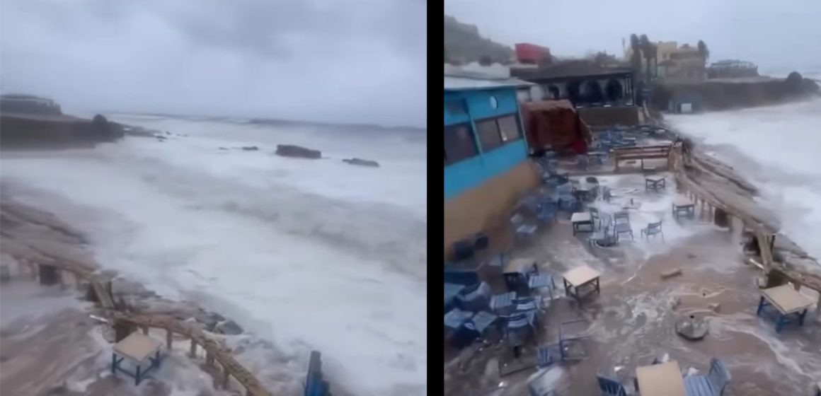 نابل/ الأمطار تغمر مقهى سيدي البحري بقليبية (فيديو)