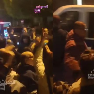 لحظة مغادرة عبير موسي قصر العدالة بعد قضاء يوم في المحكمة في قضية مكتب الضبط