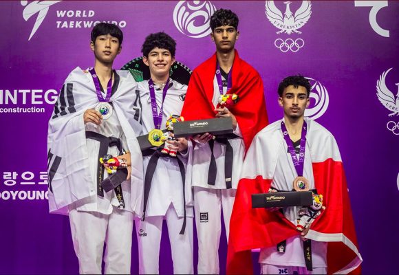 أوزبكستان: بطولة العالم للتايكواندو أواسط، آدم الحسناوي على منصة التتويج