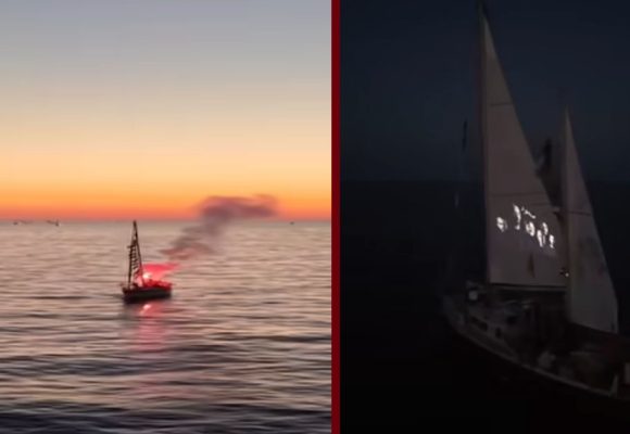 من عرض البحار، لفتة رمزية لأسطول الصمود 2 دعما للمناضلين التونسيين المعتقلين