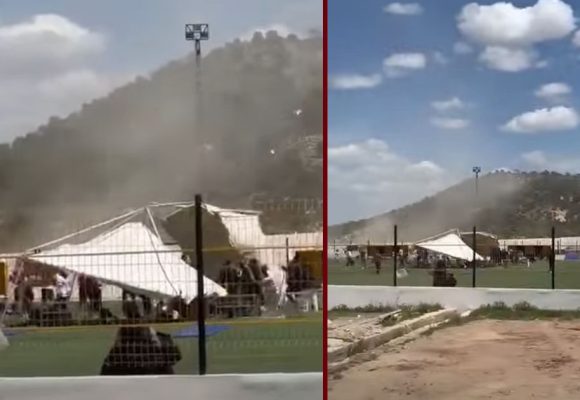 تالة-القصرين: الرياح تتسبب في سقوط الخيم و اصابة إطارين خلال امتحان الباك سبور (فيديو)