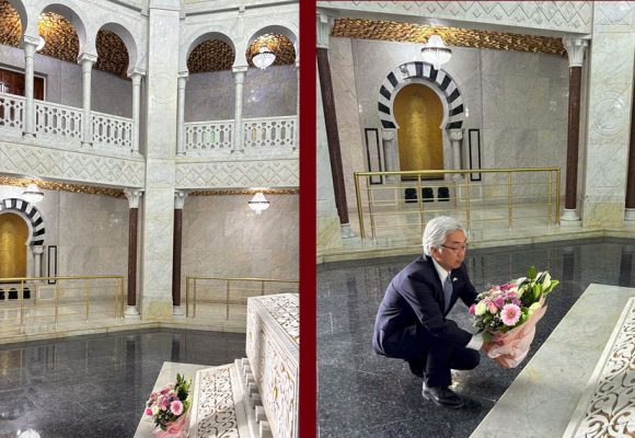 صورة اليوم: في الذكرى 70 لإقامة العلاقات بين البلدين، سفير اليابان يزور ضريح الزعيم (ألبوم )