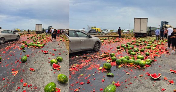 سوسة: انزلاق شاحنة محملة بالدلاع يتسبب في وفاة شخص و إصابة آخرين (فيديو)