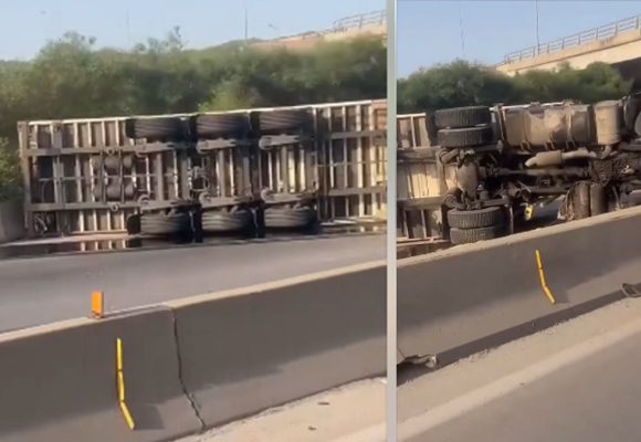 مرناق: قبل محطة الاستخلاص بالطريق السيارة 1، تسجيل حالة وفاة في حادث انقلاب شاحنة ثقيلة
