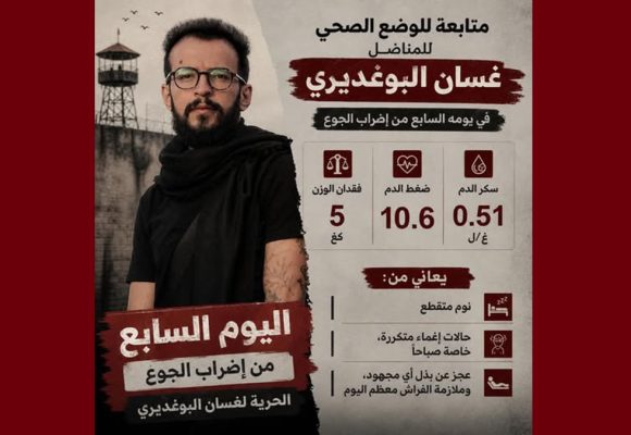 سهام السعداوي في متابعة لصيقة للوضع الصحي لابنها مناضل الصمود السجين غسان المضرب عن الطعام