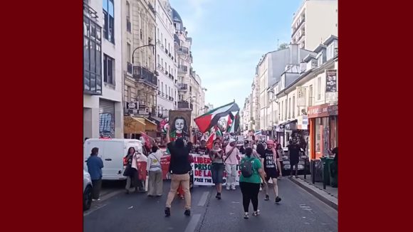 الصمود بالفيديو/ صور مناضلي الصمود المعتقلين بتونس في مسيرة بباريس دعما لفلسطين