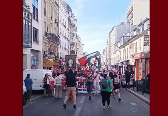 بالفيديو/ صور مناضلي الصمود المعتقلين بتونس في مسيرة بباريس دعما لفلسطين