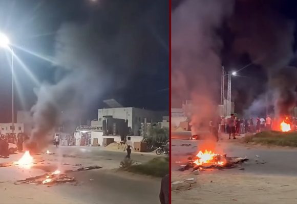 ولاية نابل: الأهالي يغلقون الطريق الحزامية على مستوى المرازقة (الأسباب)
