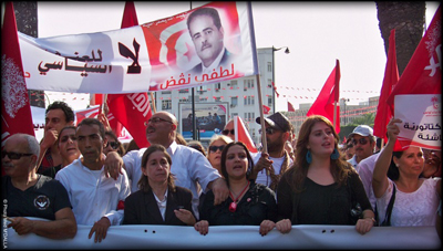 Lotfi Naqdh dans l'esprit de tous les manifestants-Ph. Mohamed M'Dallah.