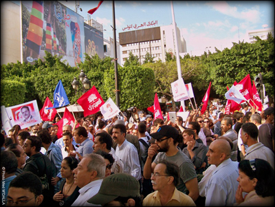 Parti Républicain et Nida Tounes manifestent ensemble le 22 octobre 2012-Ph. Mohamed M'Dallah.