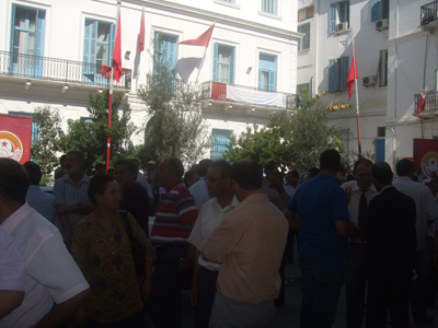 Mobilisation des syndicalistes à laPlace Mohamed Ali.