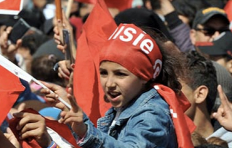 Manifestation d'enfants à Tunis