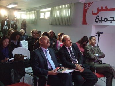 Ridha Belhaj pendant la conférence de presse.